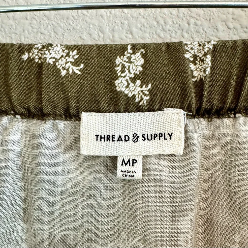 Thread & Supply Olive Midi A-Line Skirt with Slit - Picture 7 of 10